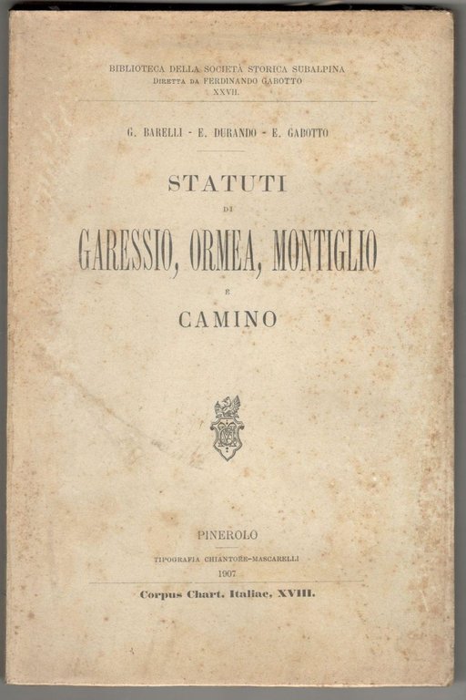 Statuti di Garessio, Ormea, Montiglio e Camino