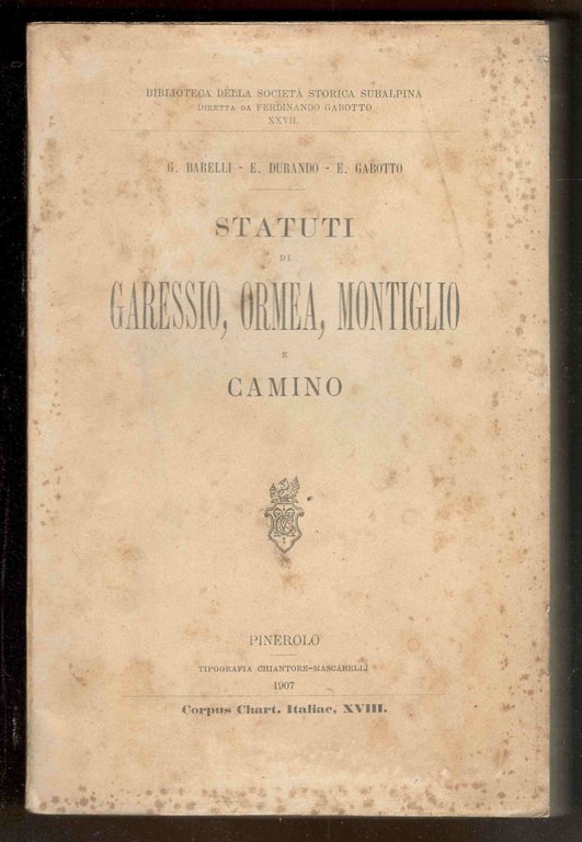 Statuti di Garessio, Ormea, Montiglio e Camino