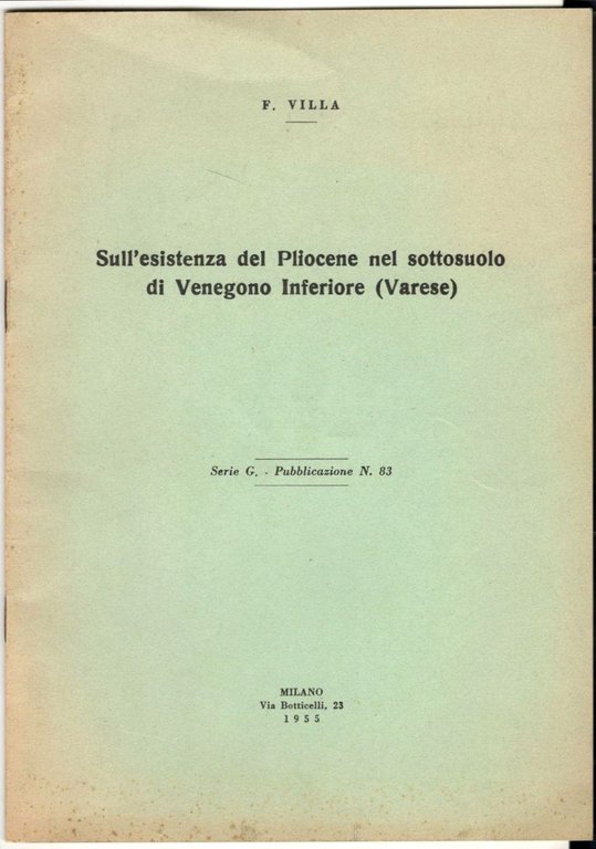 Sull'esistenza del Pliocene nel sottosuolo di Venegono Inferiore (Varese)