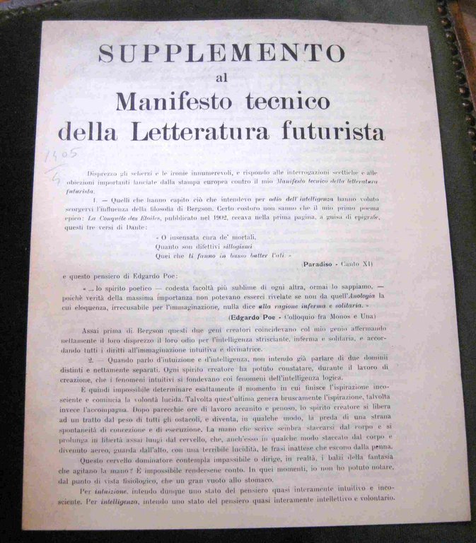 Supplemento al Manifesto tecnico della Letteratura futurista