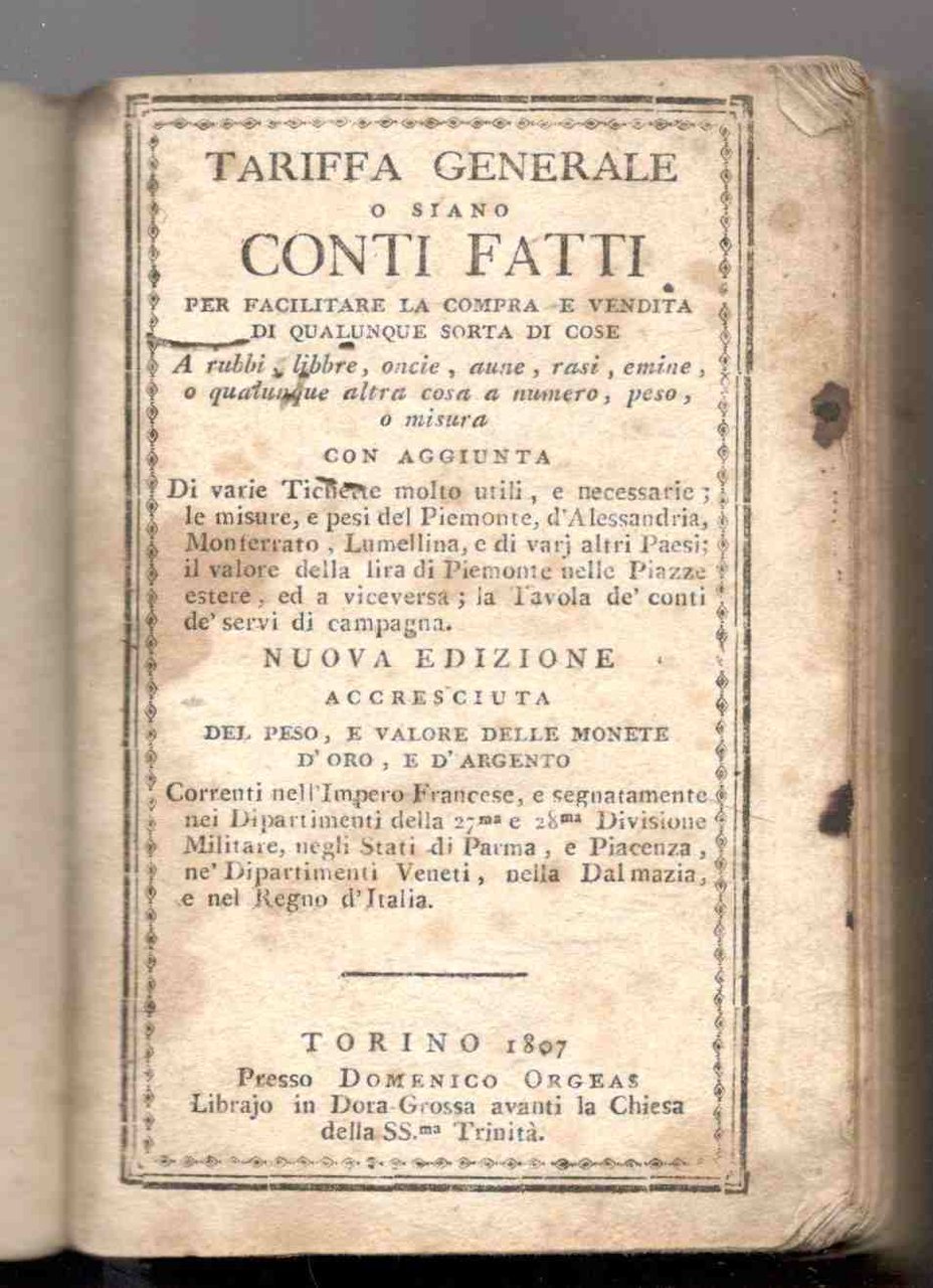 Tariffa generale o siano conti fatti per facilitare la compra …
