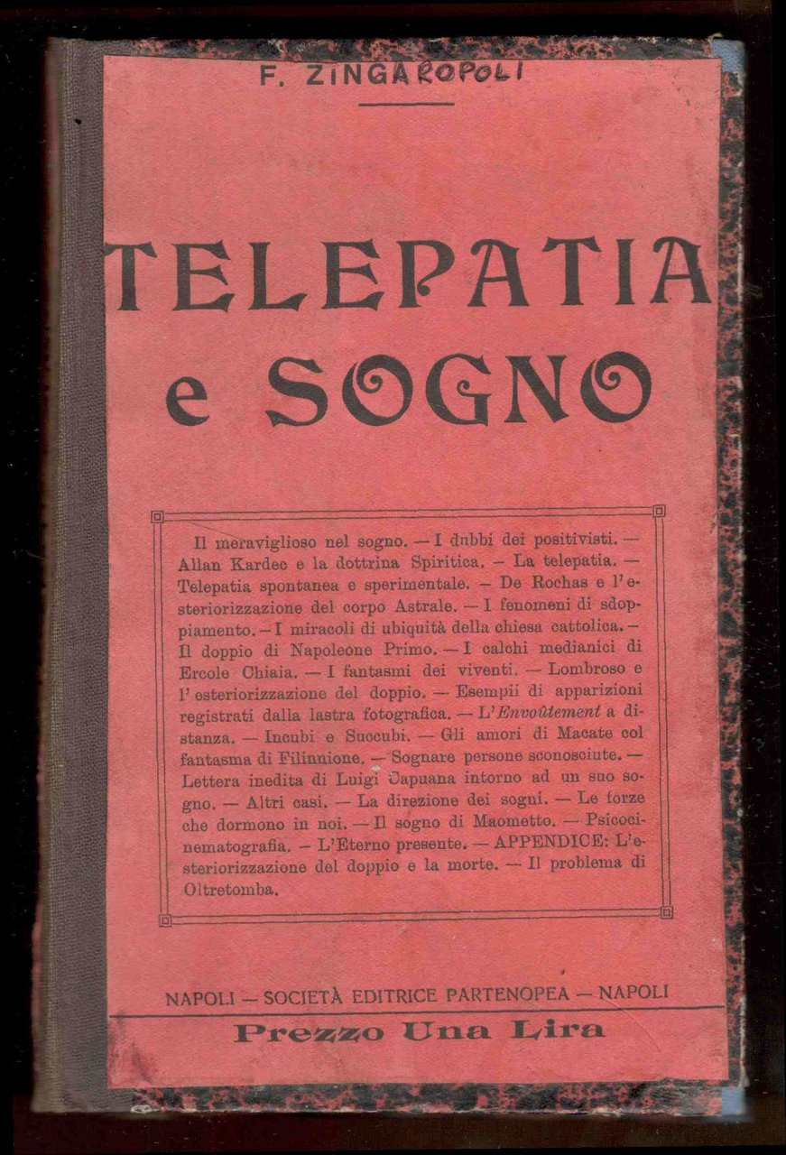 Telepatia e sogno. Conferenza pronunciata il 28 gen. 1912 nel …