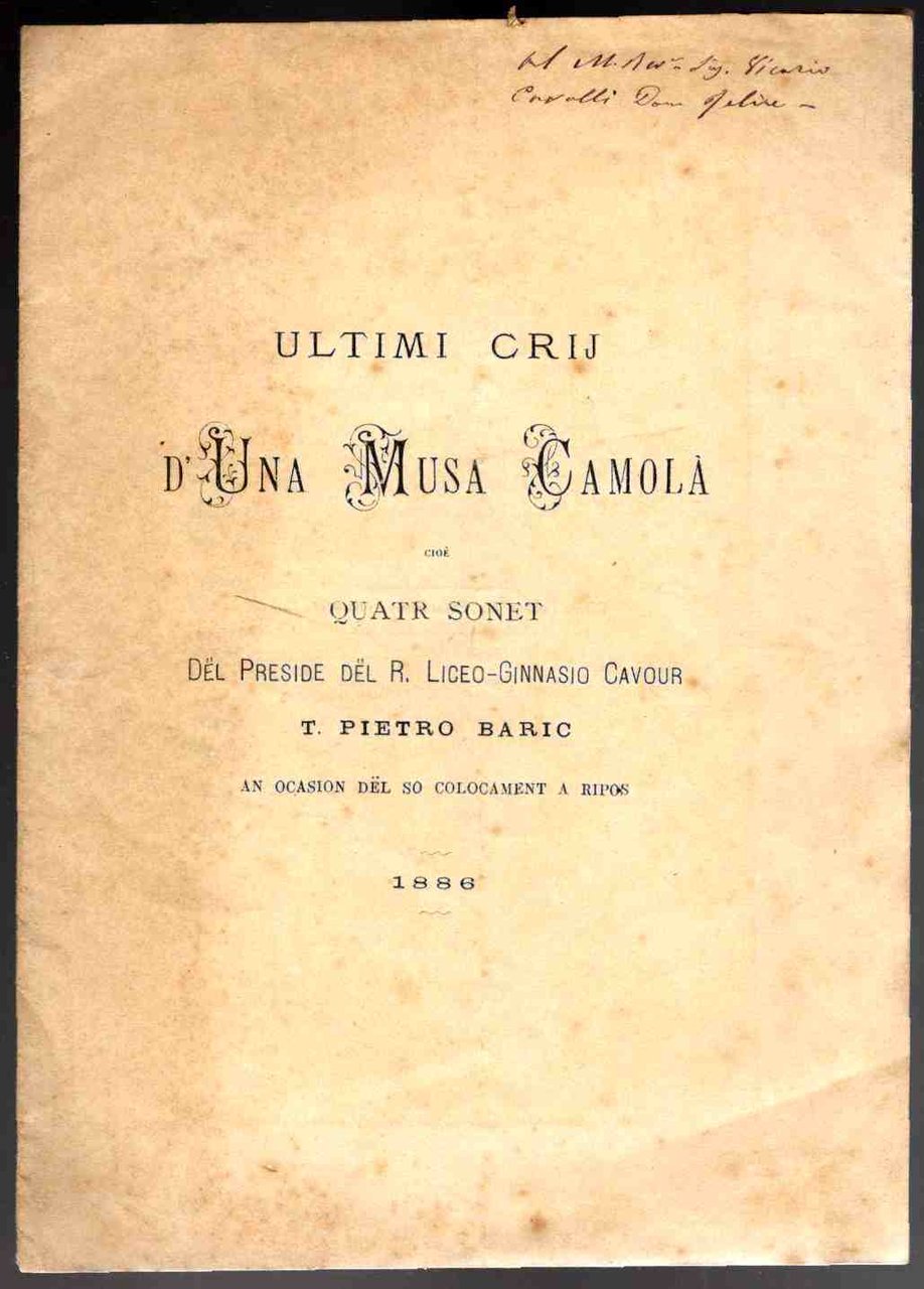 Ultimi crij d'una musa camola cioè quatr sonet del preside … | Immagine principale