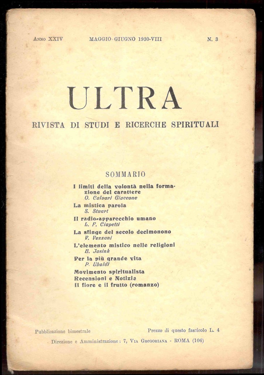 ULTRA. Rivista di studi e di ricerche spirituali. Anno XXIV, …