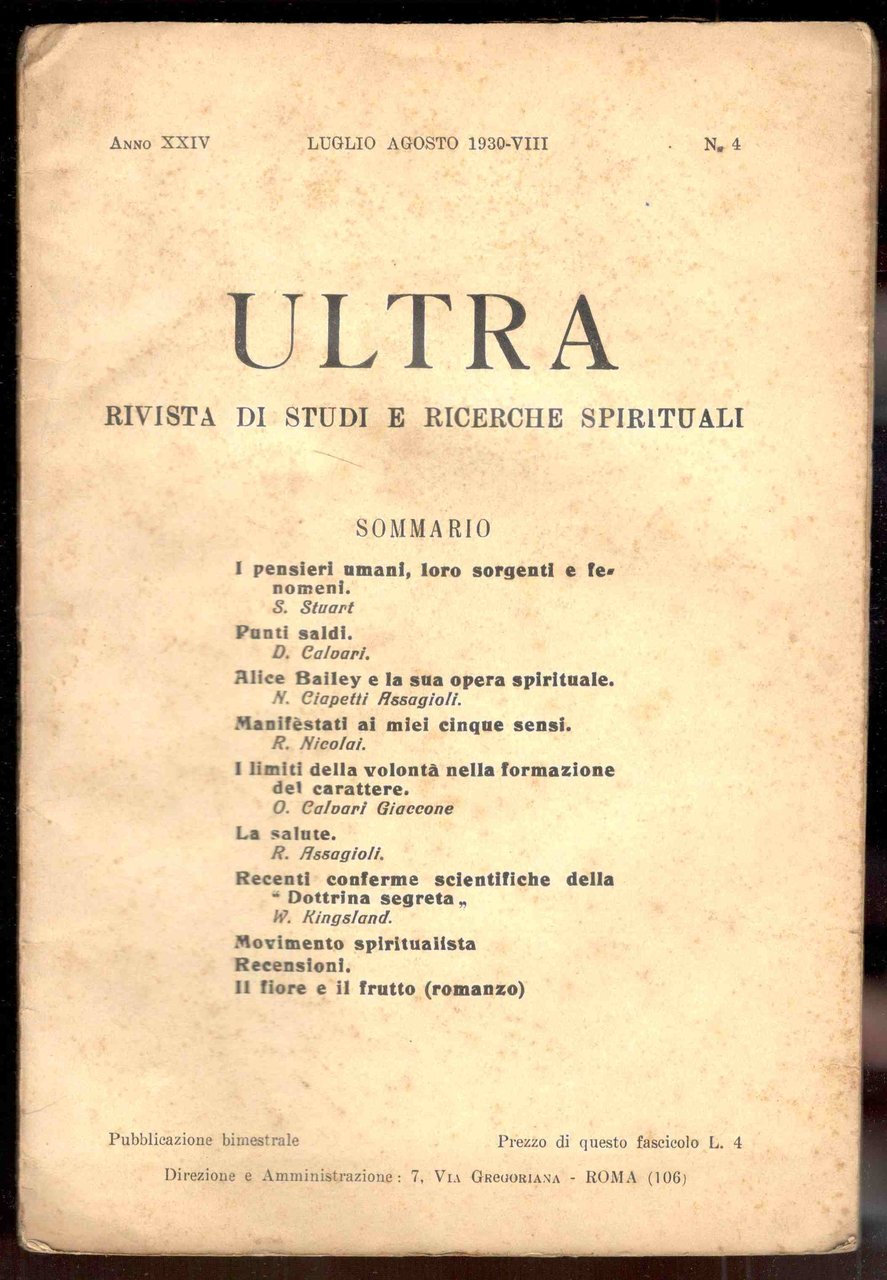 ULTRA. Rivista di studi e di ricerche spirituali. Anno XXIV, …