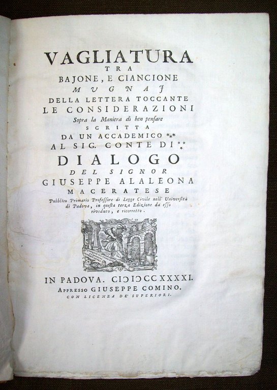 Vagliatura tra Bajone, e Ciancione Mugnaj della lettera toccante le …