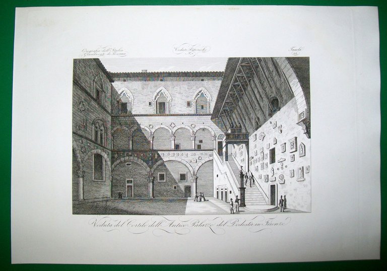 VEDUTA DEL CORTILE DELL'ANTICO PALAZZO DEL PODESTA' IN FIRENZE.