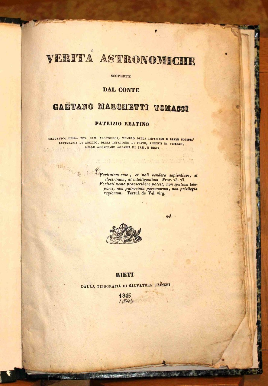 Verità astronomiche scoperte dal Conte Gaetano Marchetti Tomassi patrizio reatino