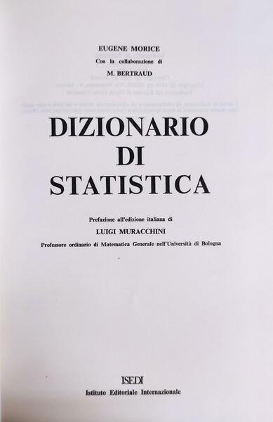 DIZIONARIO DI STATISTICA