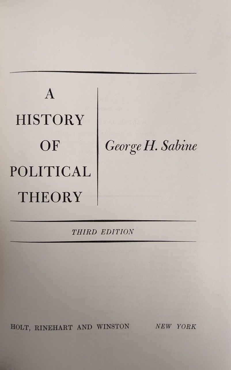 A HISTORY OF POLITICAL THEORY | Immagine principale