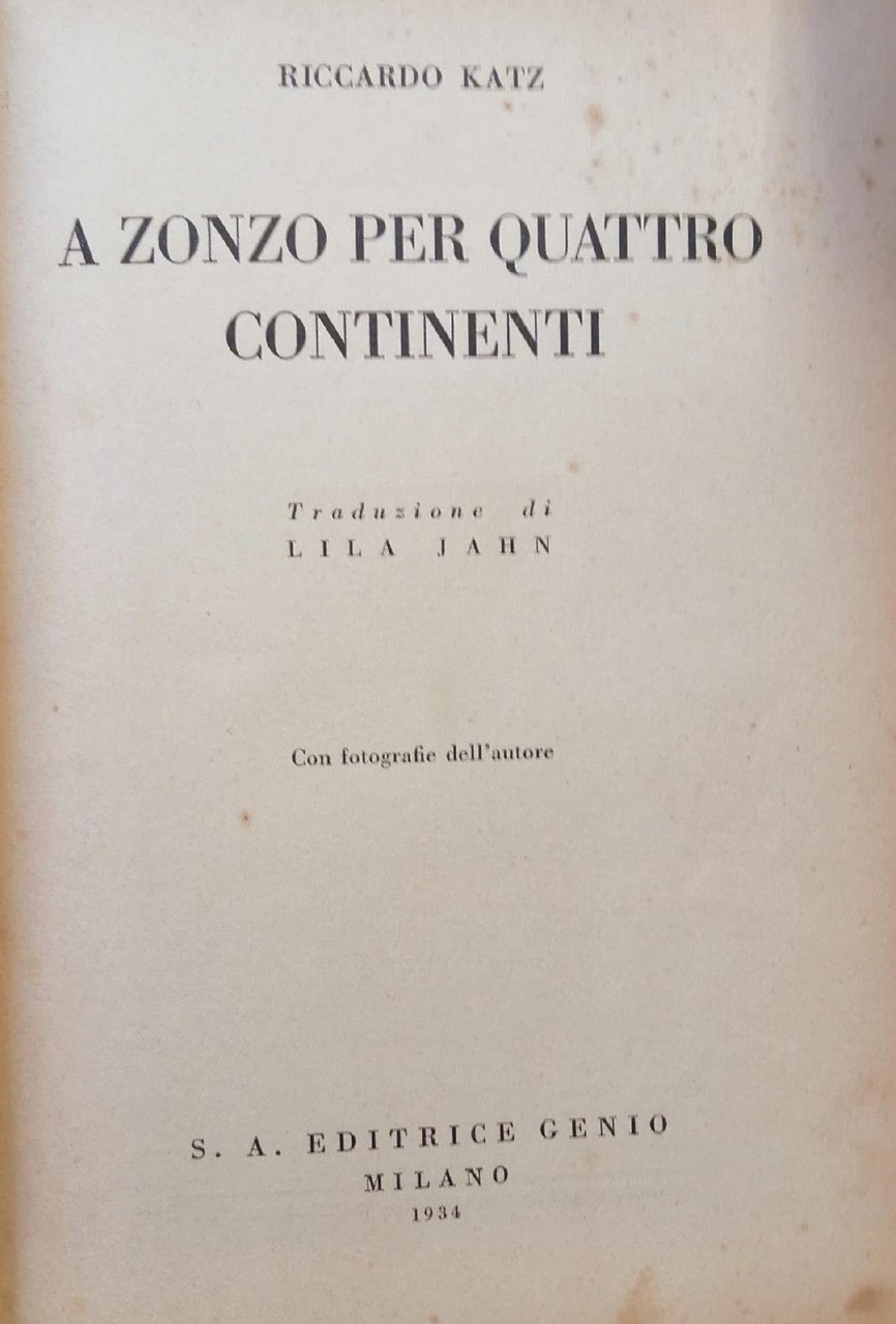 A ZONZO PER QUATTRO CONTINENTI
