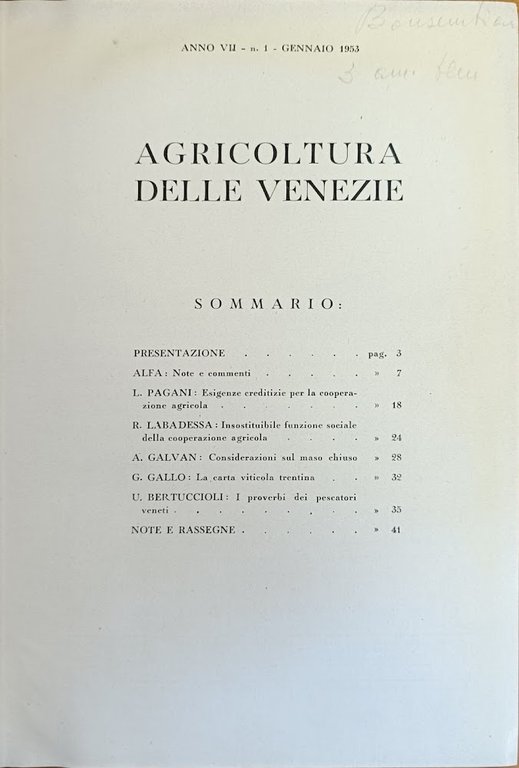 AGRICOLTURA DELLE VENEZIE. ANNO VII