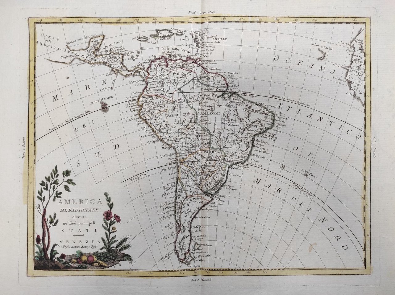 AMERICA MERIDIONALE DIVISA NE' SUOI PRINCIPALI STATI
