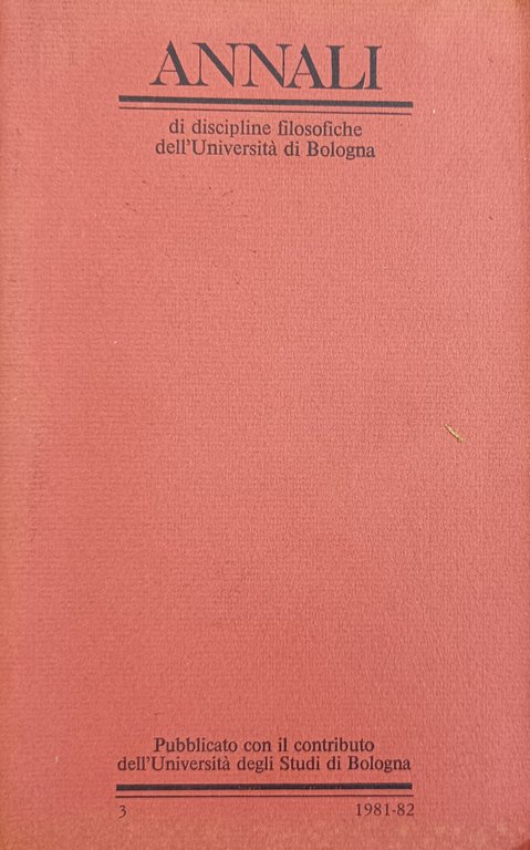 ANNALI DI DISCIPLINE FILOSOFICHE DELL'UNIVERSITÀ DI BOLOGNA