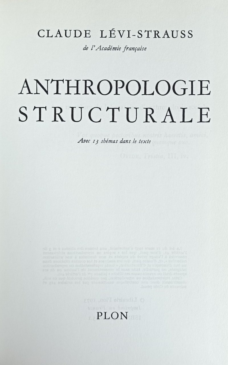 ANTHROPOLOGIE STRUCTURALE