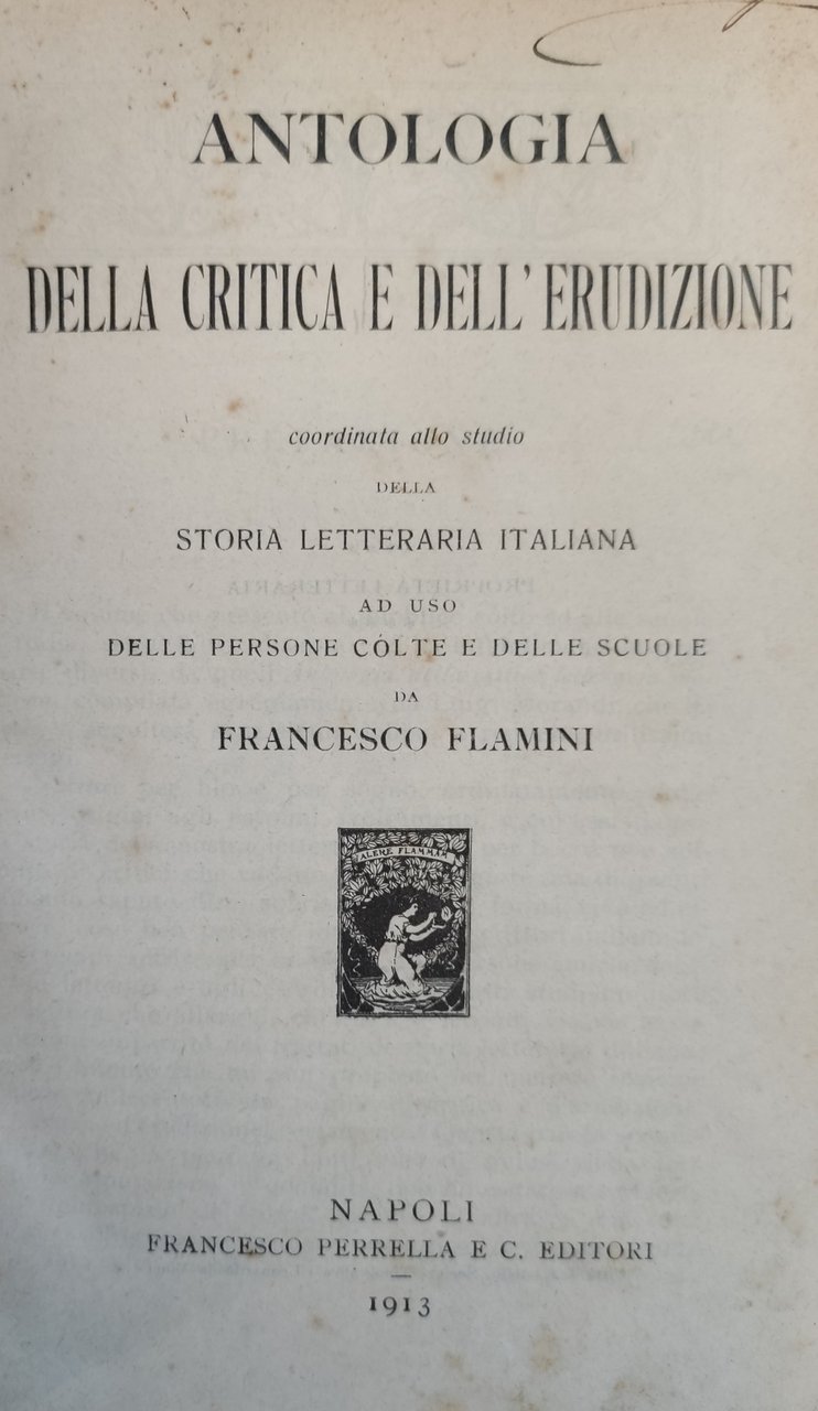 ANTOLOGIA DELLA CRITICA E DELL'ERUDIZIONE