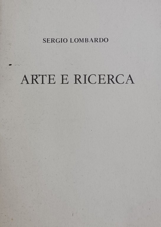 ARTE E RICERCA