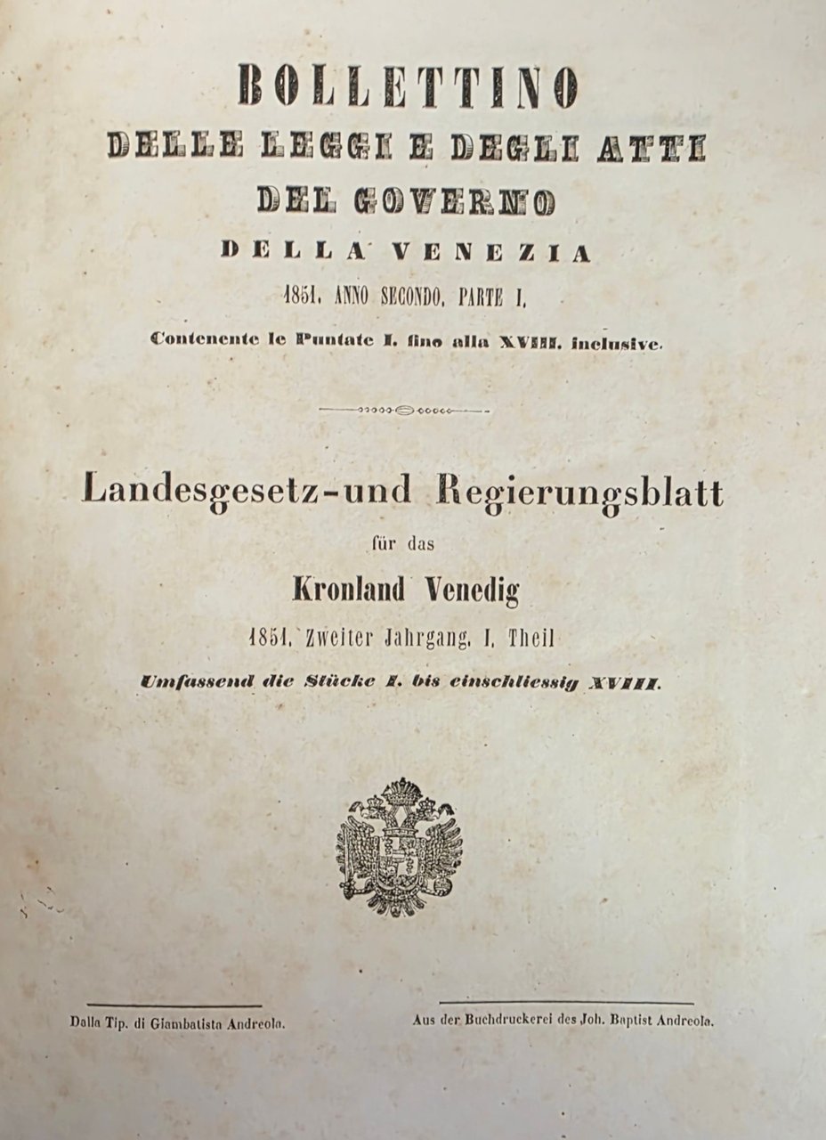 BOLLETTINO DELLE LEGGI E DEGLI ATTI DEL GOVERNO DELLA VENEZIA | Immagine principale