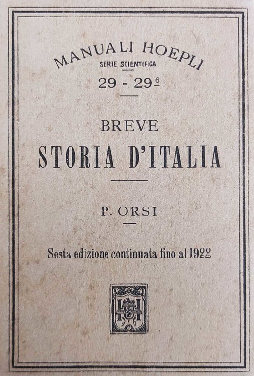BREVE STORIA D' ITALIA