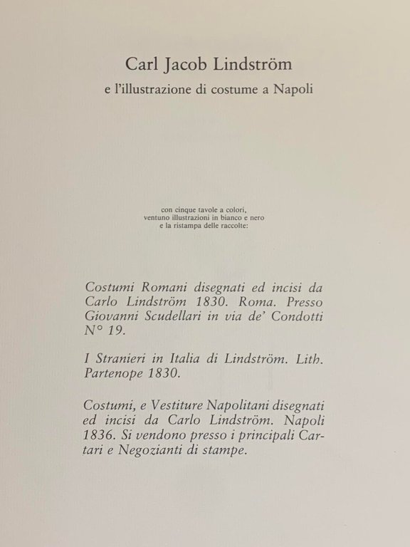 CARL JACOB LINDSTROM E L' ILLUSTRAZIONE DI COSTUME A NAPOLI