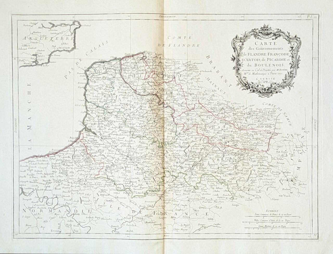 CARTE DES GOUVERNEMENTS DE FLANDRE FRANCOISE, D'ARTOIS, DE PICARDIE ET …