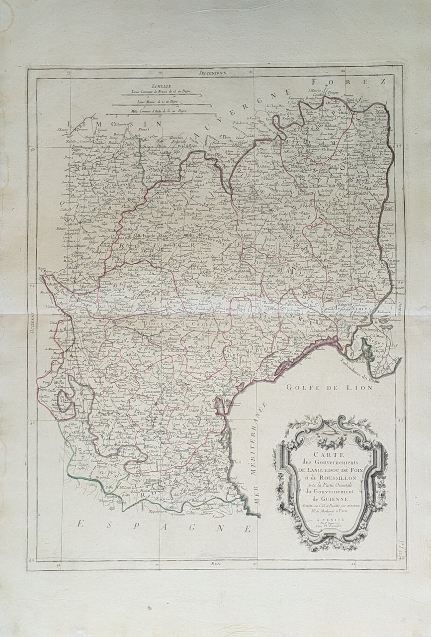 CARTE DES GOUVERNEMENTS DE LANGUEDOC, DE FOIX ET DE ROUSSILLON