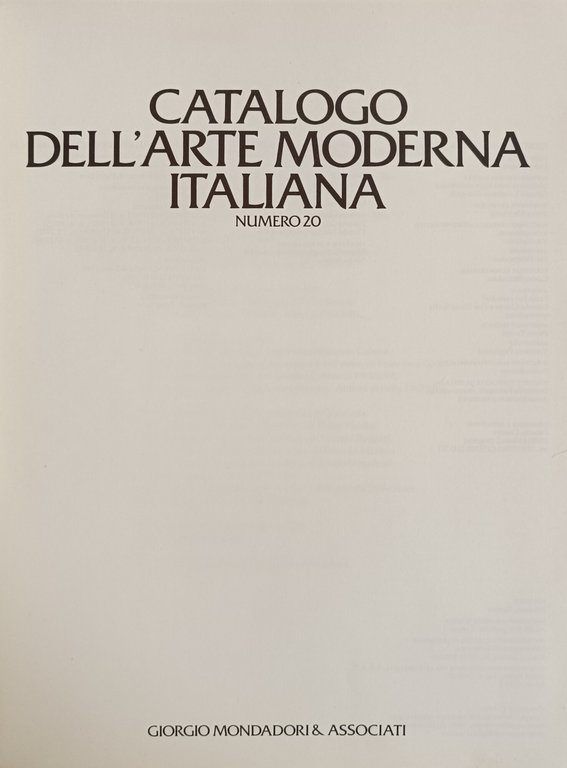 CATALOGO DELL' ARTE MODERNA ITALIANA