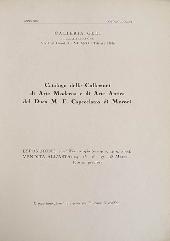 CATALOGO DELLE COLLEZIONI DI ARTE MODERNA E DI ARTE ANTICA …