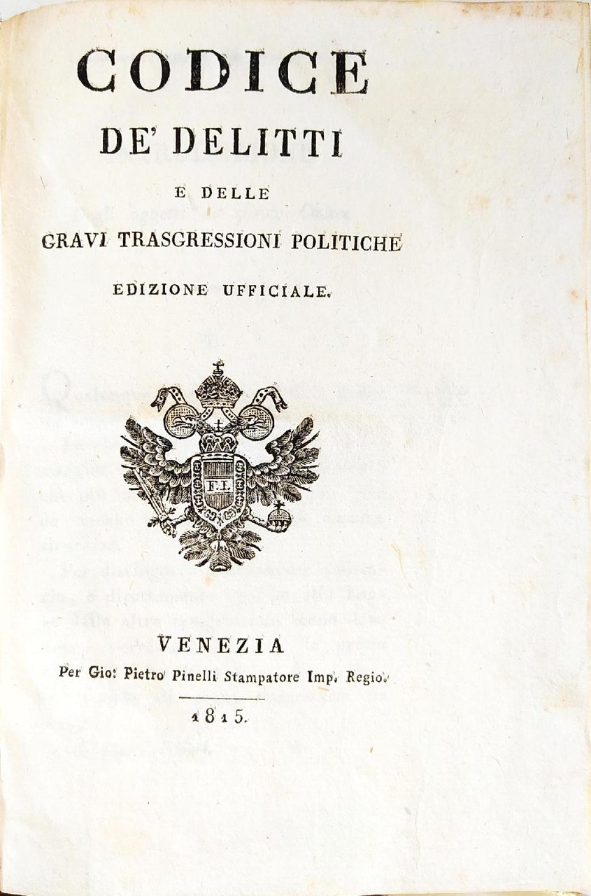 CODICE DEI DELITTI E DELLE GRAVI TRASGRESSIONI POLITICHE EDIZIONE UFFICIALE