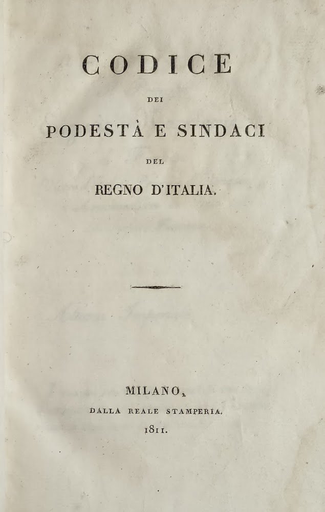 CODICE DEI PODESTÀ E SINDACI DEL REGNO D'ITALIA | Immagine principale