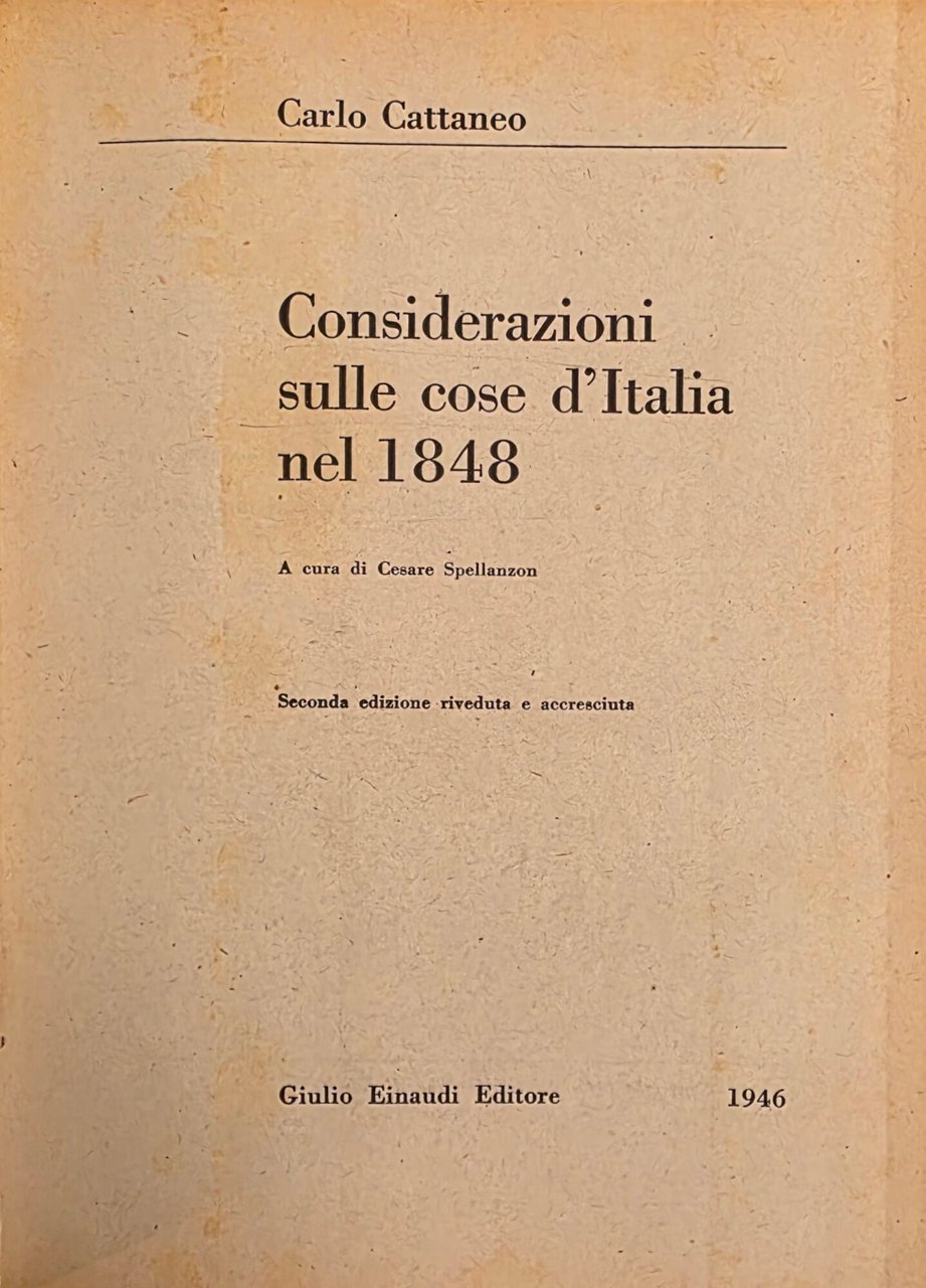 CONSIDERAZIONI SULLE COSE D' ITALIA NEL 1848 | Immagine principale