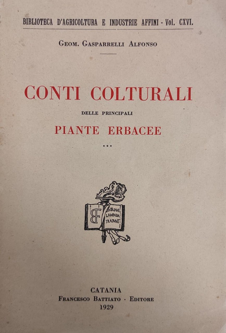 CONTI COLTURALI DELLE PRINCIPALI PIANTE ERBACEE