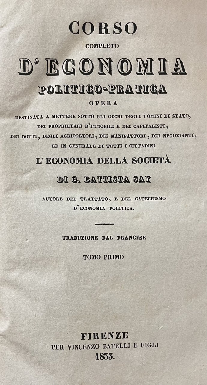 CORSO COMPLETO D'ECONOMIA POLITICO-PRATICA