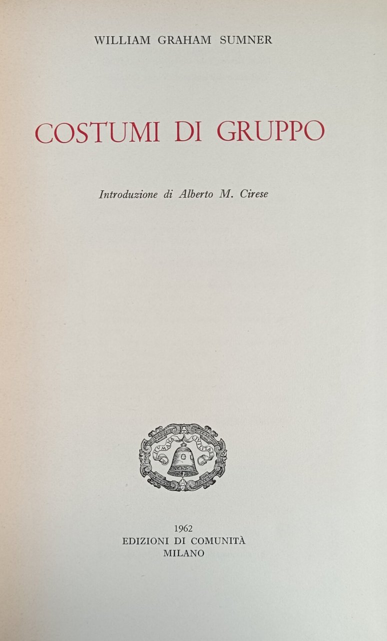 COSTUMI DI GRUPPO