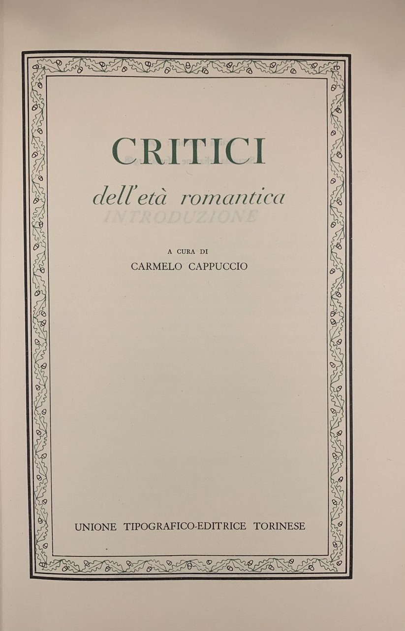 CRITICI DELL' ETÀ ROMANTICA
