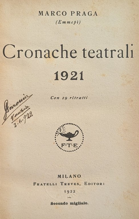 CRONACHE TEATRALI 1921