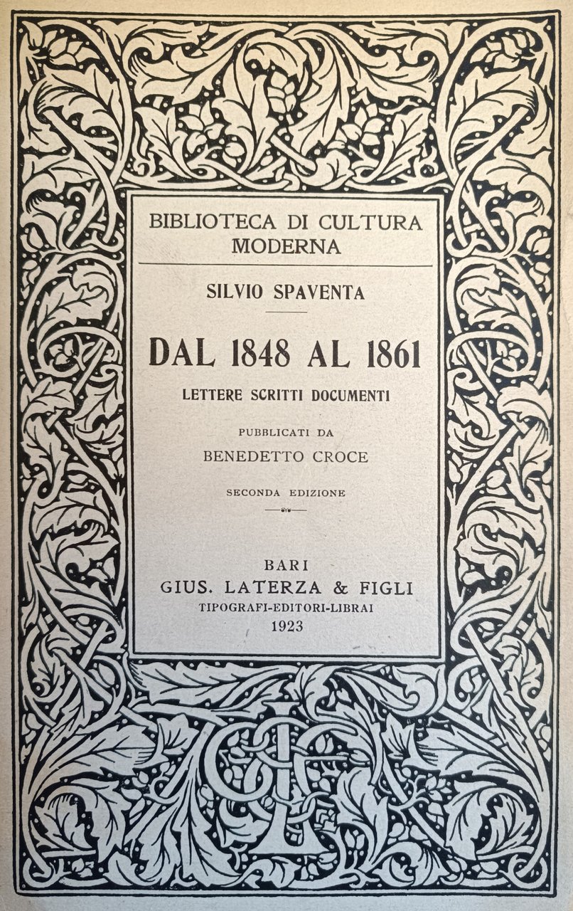 DAL 1848 AL 1861. LETTERE SCRITTI DOCUMENTI