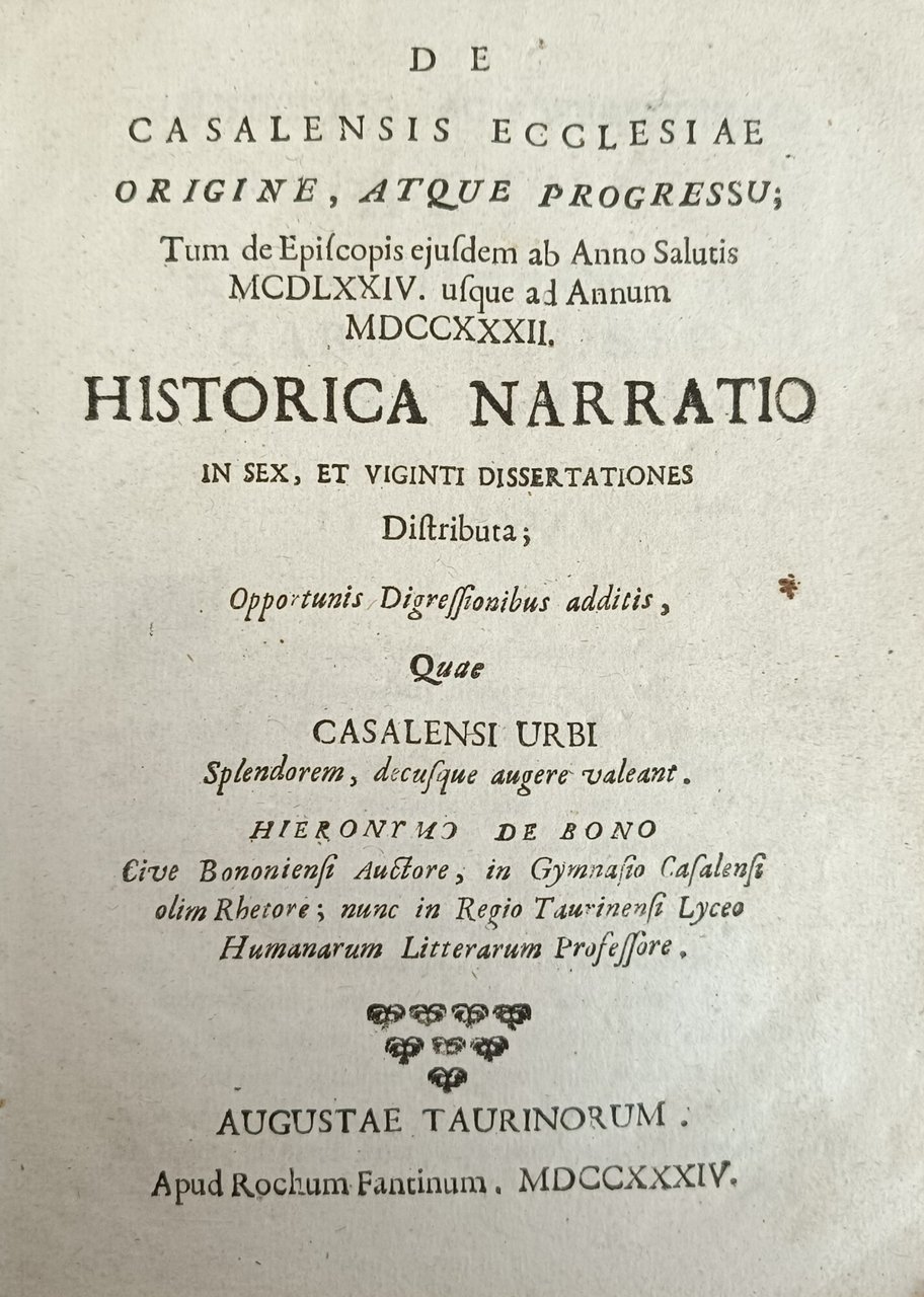 DE CASALENSIS ECCLESIAE ORIGINE, ATQUE PROGRESSU | Immagine principale