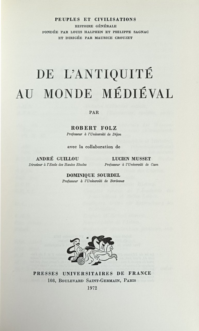 DE L'ANTIQUITE AU MONDE MEDIEVAL