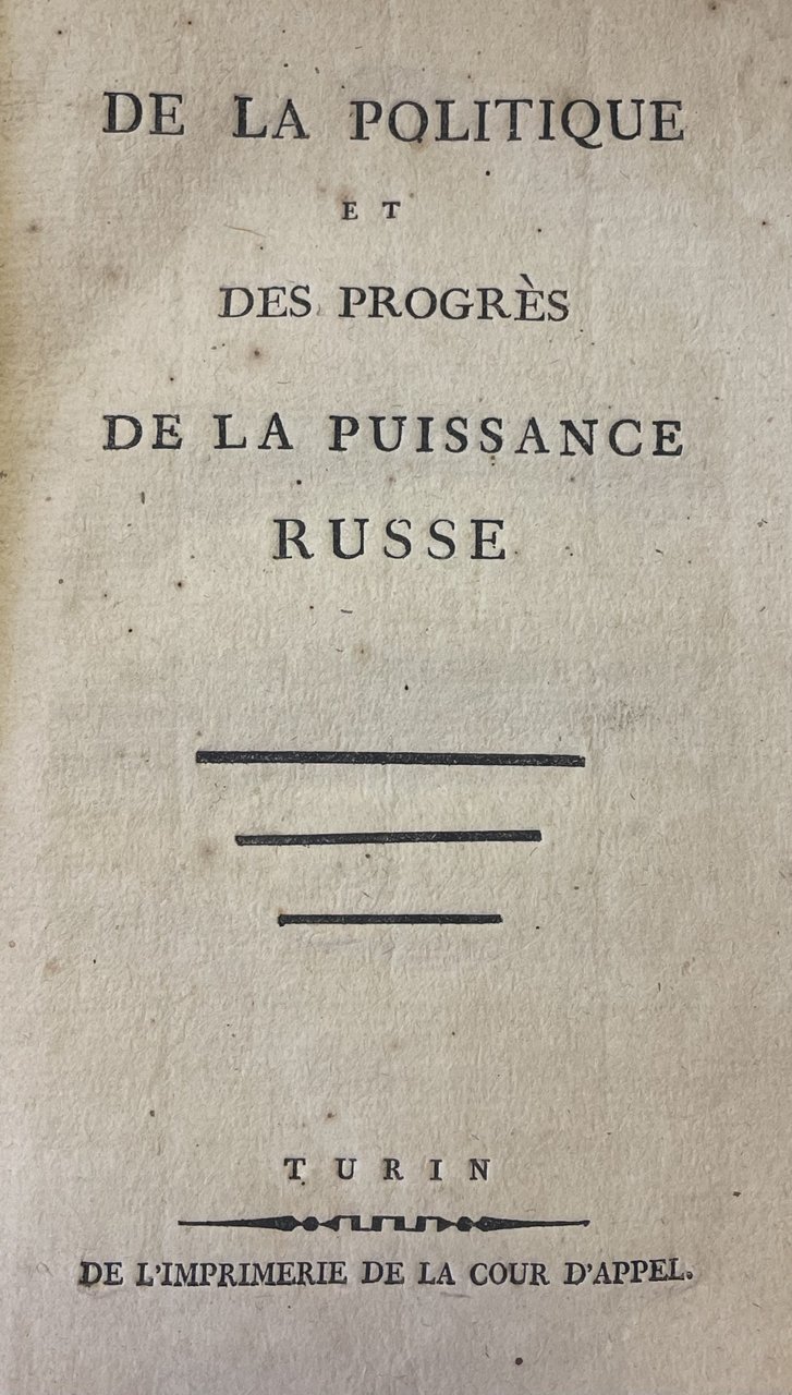 DE LA POLITIQUE ET DES PROGRÈS DE LA PUISSANCE RUSSE | Immagine principale