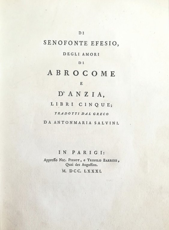 DEGLI AMORI DI ABROCOME E D'ANZIA, LIBRI CINQUE