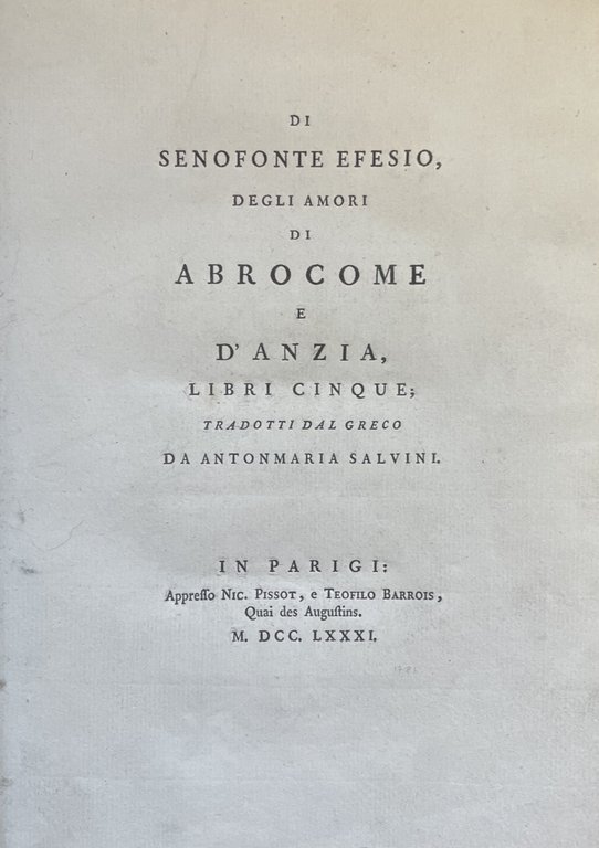 DEGLI AMORI DI ABROCOME E D'ANZIA, LIBRI CINQUE