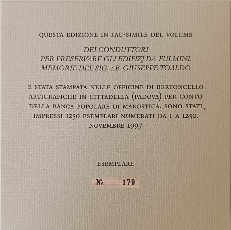 DEI CONDUTTORI PER PRESERVARE GLI EDIFIZJ DA' FULMINI