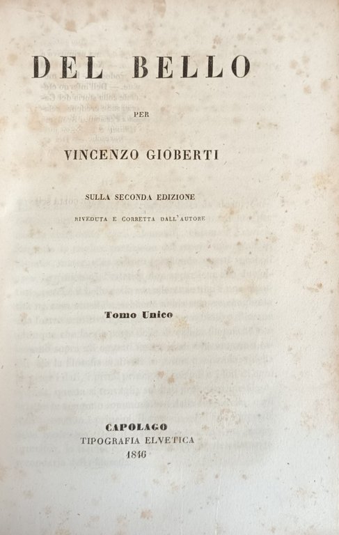 DEL BUONO (seguito da) DEL BELLO