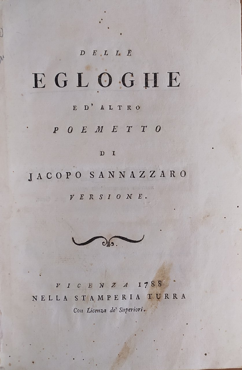 DELLE EGLOGHE E D'ALTRO POEMETTO