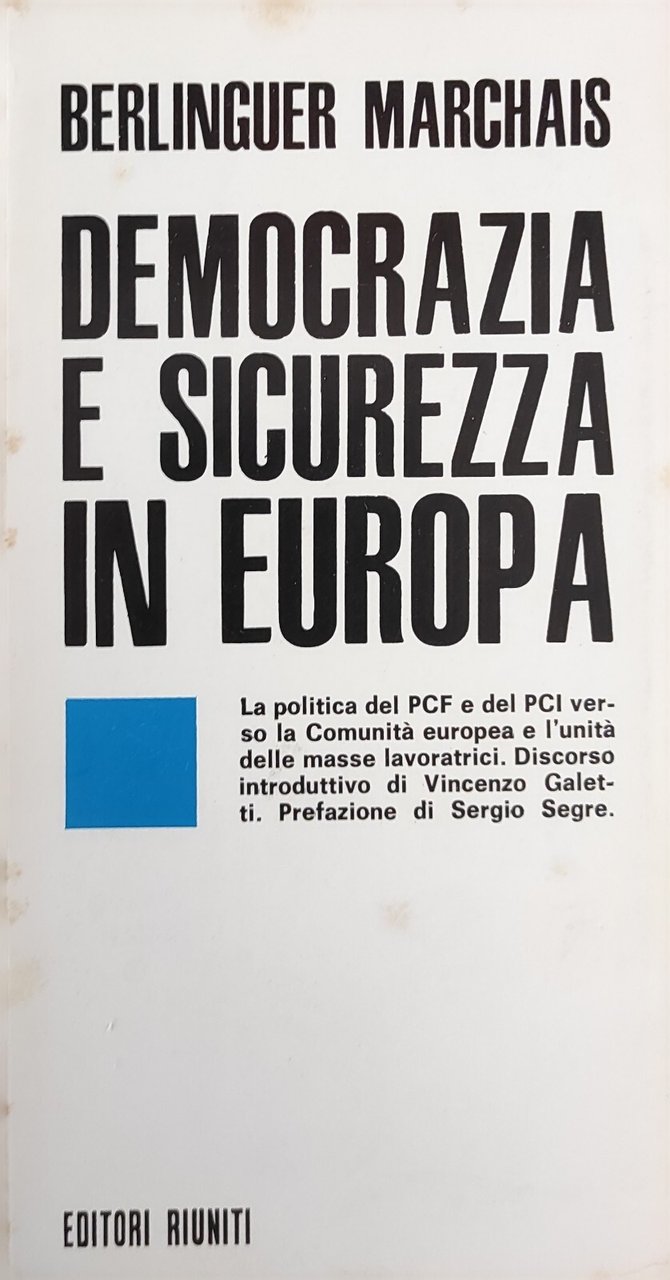 DEMOCRAZIA E SICUREZZA IN EUROPA