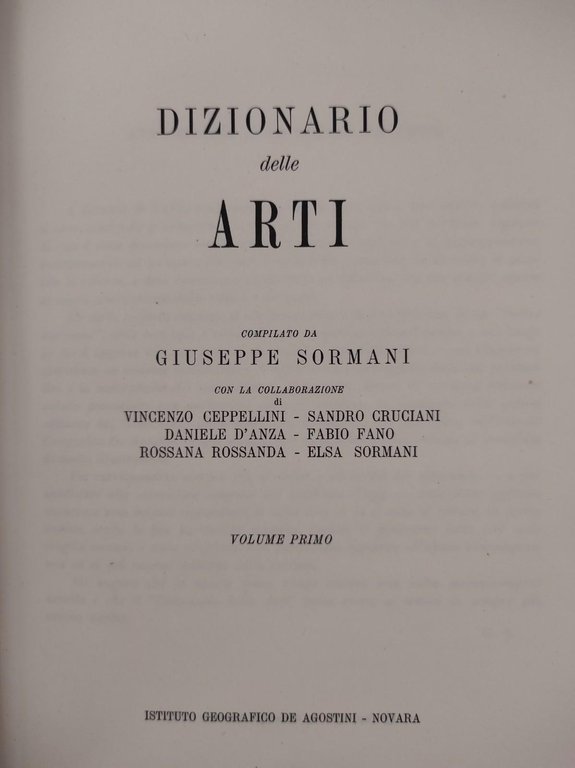 DIZIONARIO DELLE ARTI