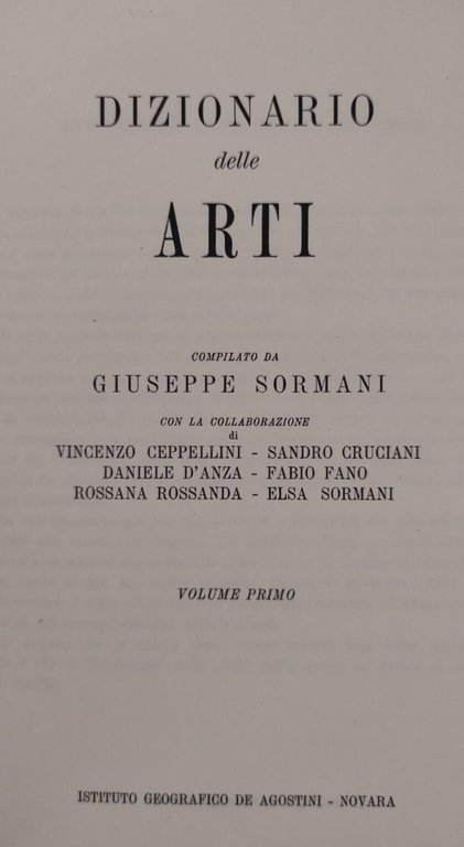 DIZIONARIO DELLE ARTI