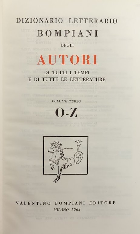 DIZIONARIO LETTERARIO BOMPIANI DEGLI AUTORI DI TUTTI I TEMPI E …