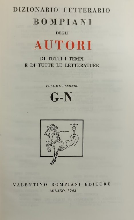 DIZIONARIO LETTERARIO BOMPIANI DEGLI AUTORI DI TUTTI I TEMPI E …